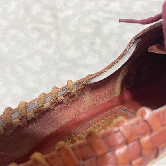 Vintage Woven Wedges 70s Captivators Brown Leather Tie Oxford Heels - Picture 12 of 12